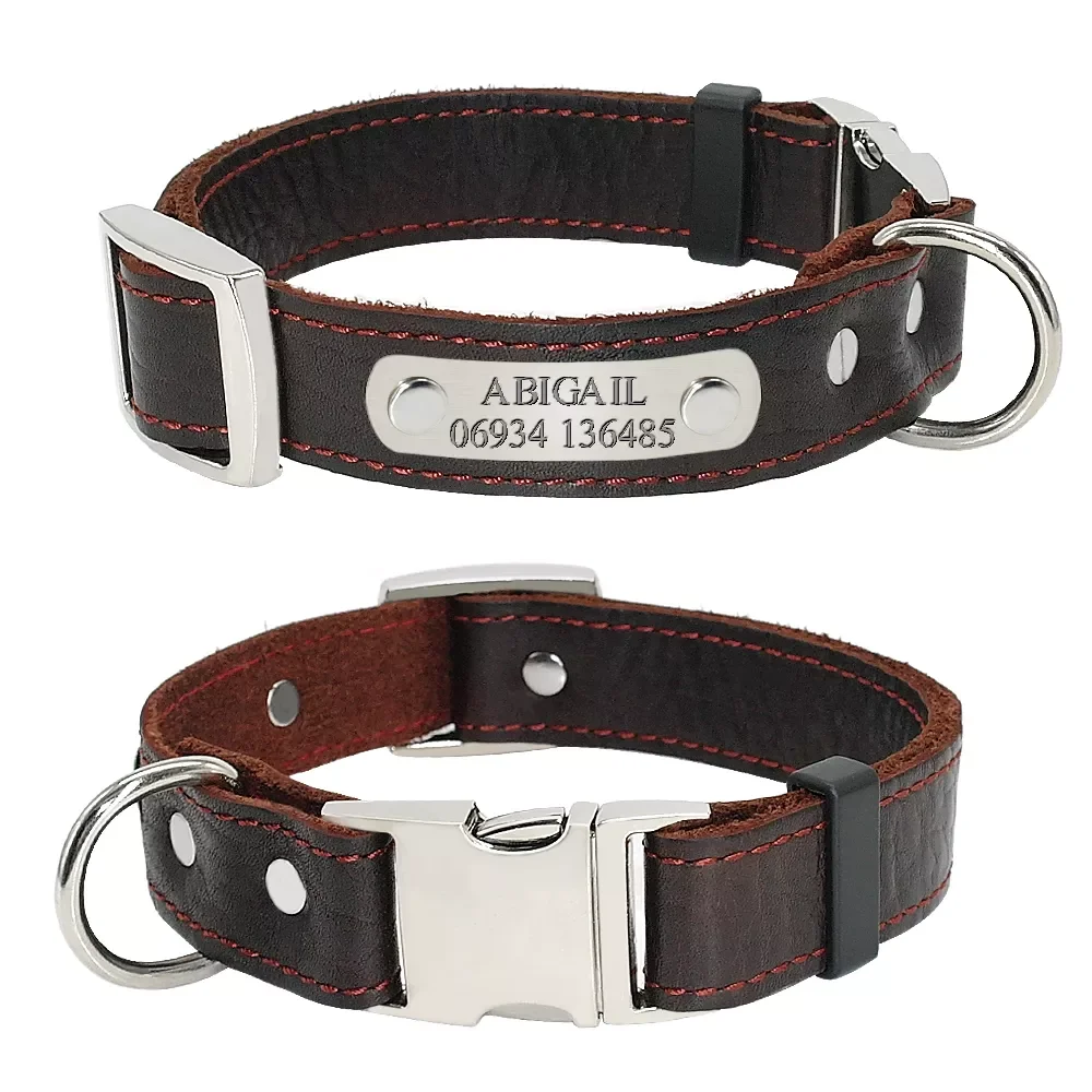 Customized Dog Collars Genuine Leather Dog Puppy Nameplate Collar Adjustable Free Engraved Pet ID Tags For Small Medium Dogs
Customized Dog Collars Genuine Leather Dog Puppy Nameplate Collar Adjustable Free Engraved Pet ID Tags For Small Medium Dogs