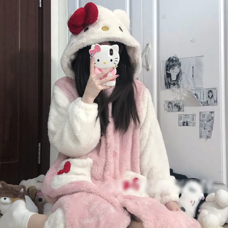 Kawaii зимняя Пижама Sanrio, халаты Hello Kitty мультфильм Ins коралловые флисовые пижамы плотные и теплые пижамы Женская домашняя одежда розовый подарок
Kawaii зимняя Пижама Sanrio, халаты Hello Kitty мультфильм Ins коралловые флисовые пижамы плотные и теплые пижамы Женская домашняя одежда розовый подарок