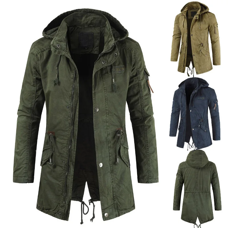 Men Windbreaker String Color Drawstring Mid-length Back Split Collar Hooded Long-sleeved Autumn and Winter Windbreaker Jacket 
Men Windbreaker String Color Drawstring Mid-length Back Split Collar Hooded Long-sleeved Autumn and Winter Windbreaker Jacket