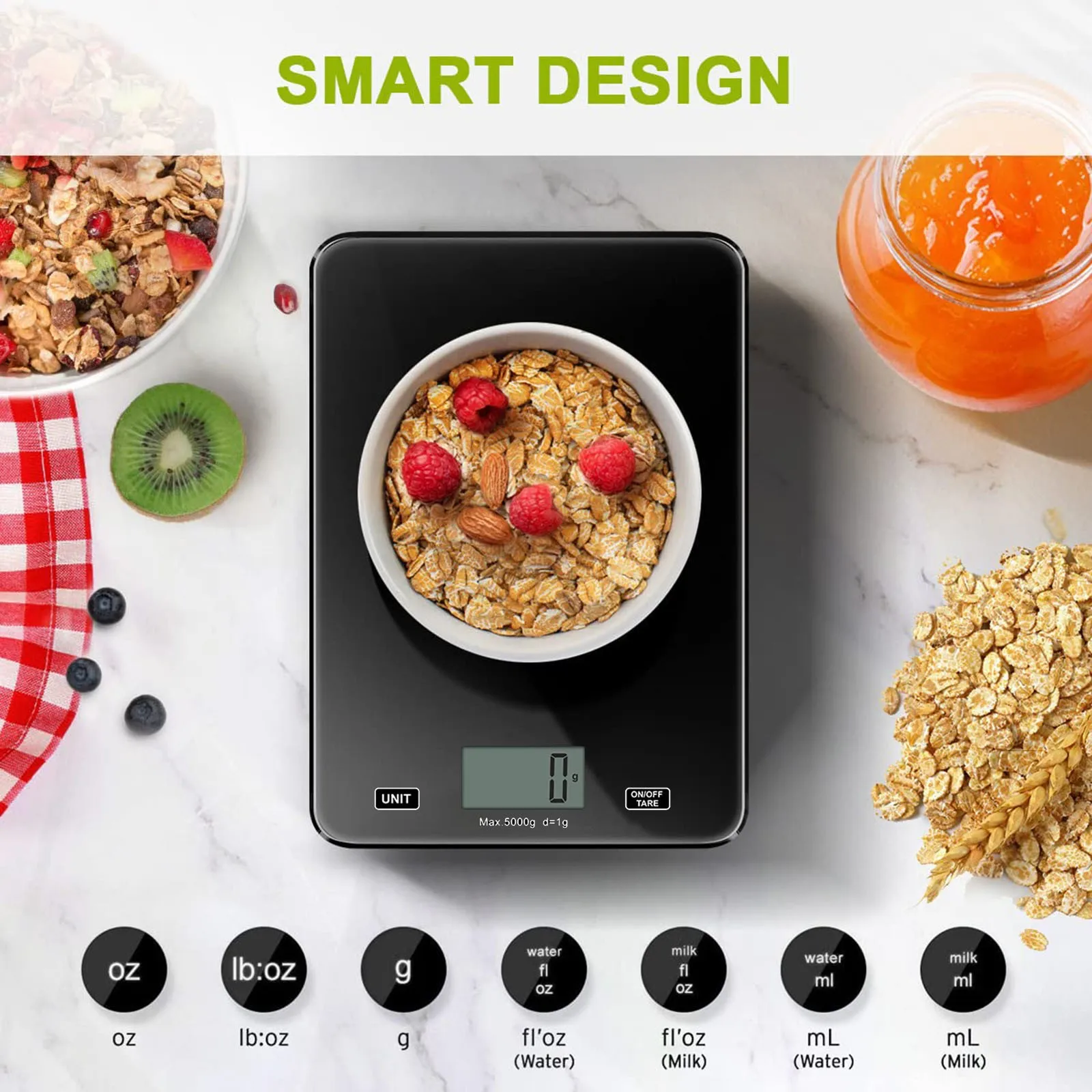 Digital Kitchen Scale, Lcd Display 1g/0.1oz Precise Stainless Steel Food Scale For Cooking Baking Weighing Scales Electronic
Digital Kitchen Scale, Lcd Display 1g/0.1oz Precise Stainless Steel Food Scale For Cooking Baking Weighing Scales Electronic