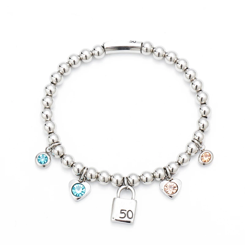 Fashion Stainless Steel 6mm Silver Bracelet Women Beaded 5A Crystal Zircon Lock Heart Charm Letter UNO Jewelry
Fashion Stainless Steel 6mm Silver Bracelet Women Beaded 5A Crystal Zircon Lock Heart Charm Letter UNO Jewelry