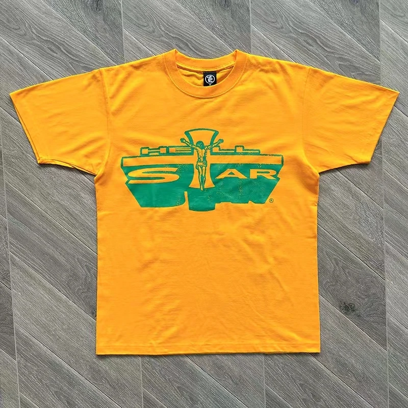Yellow Hellstar T-shirt Hip Hop High Street Vintage Cross Monogram Print Summer Short Sleeve Top Tee High Quality Couple T Shirt
Yellow Hellstar T-shirt Hip Hop High Street Vintage Cross Monogram Print Summer Short Sleeve Top Tee High Quality Couple T Shirt