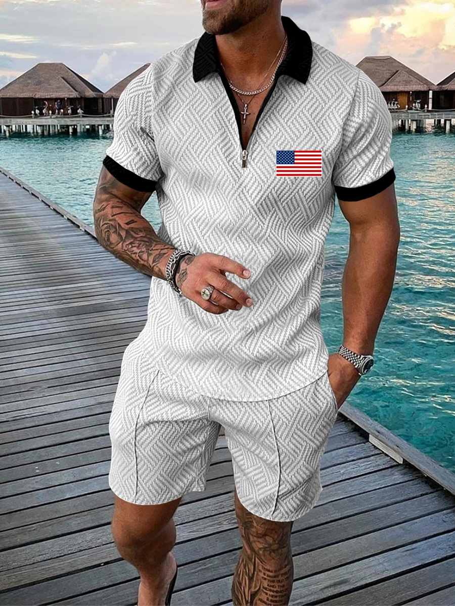 Men's Street Suit 3D Digital Printing Short Sleeve Polo Shirt + Shorts Suit Flag 3D Printing Summer Sports New Men's Clothing
Men's Street Suit 3D Digital Printing Short Sleeve Polo Shirt + Shorts Suit Flag 3D Printing Summer Sports New Men's Clothing