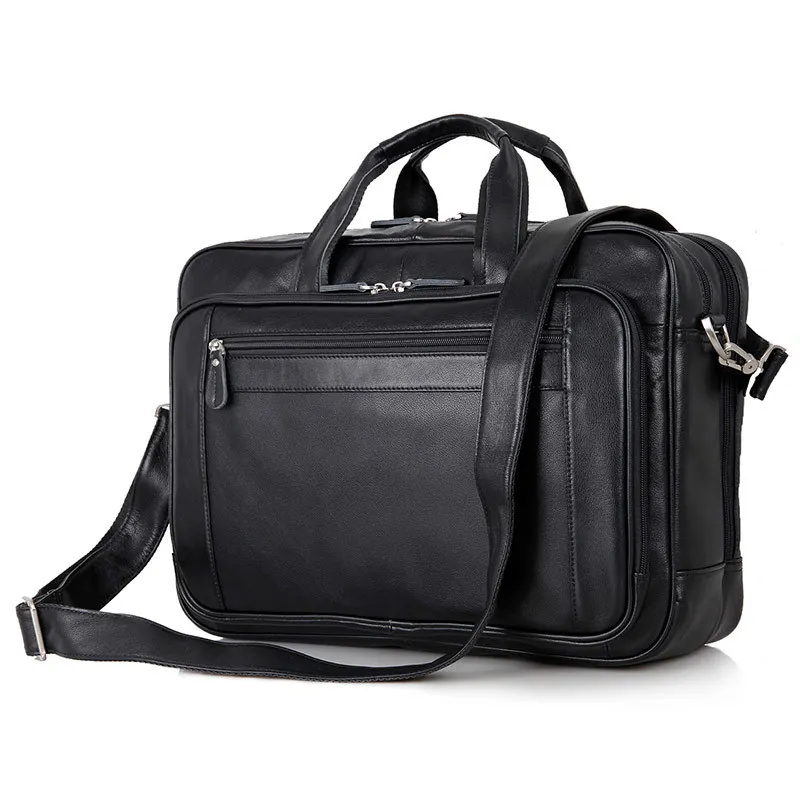 

Highend A4 Black Nappa Genuine Leather Executive Men Briefcase 17'' Laptop Portfolio Messenger Bag Business Travel M7367