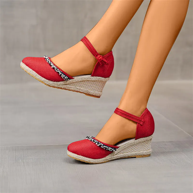 2022 New Summer Women's Sandals Pointed Toe Buckle Solid Wedge Ladies Shoes Elegant Retro Shallow Female High Heels
2022 New Summer Women's Sandals Pointed Toe Buckle Solid Wedge Ladies Shoes Elegant Retro Shallow Female High Heels