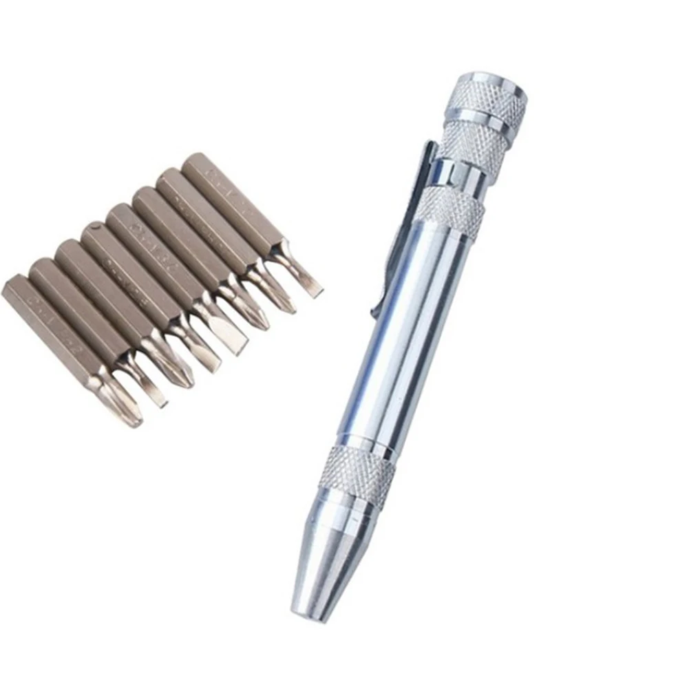 Tool Screwdriver Pen Aluminum Alloy New Repair Tool With 8pcs Screwdriver Bits 11*1.3cm 45#Steel 8-In-1 Hot Sale
Tool Screwdriver Pen Aluminum Alloy New Repair Tool With 8pcs Screwdriver Bits 11*1.3cm 45#Steel 8-In-1 Hot Sale