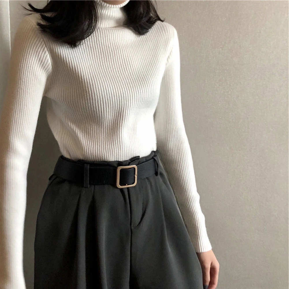 Women Long Sleeve Turtleneck Sweater Slim Bottoming High Neck Pullovers Soft Jumpers Basic for Daily Wear White
Women Long Sleeve Turtleneck Sweater Slim Bottoming High Neck Pullovers Soft Jumpers Basic for Daily Wear White