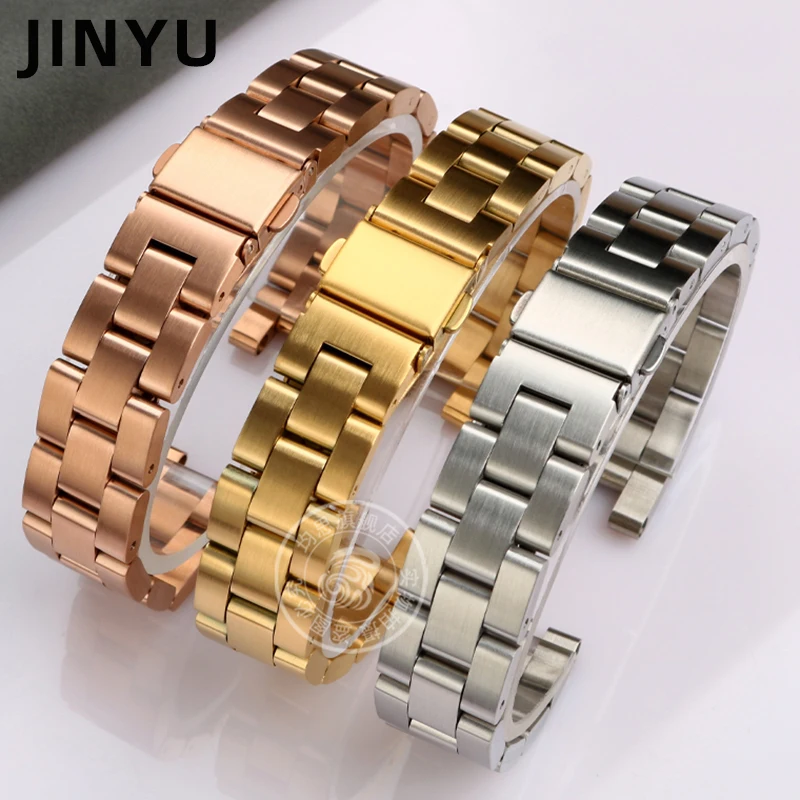 

For Garmin Lily New Fashion Stainless Steel Sports Watchband Smart Watch Accessories Strap 14mm Women's Bracelet Rose Gold Black