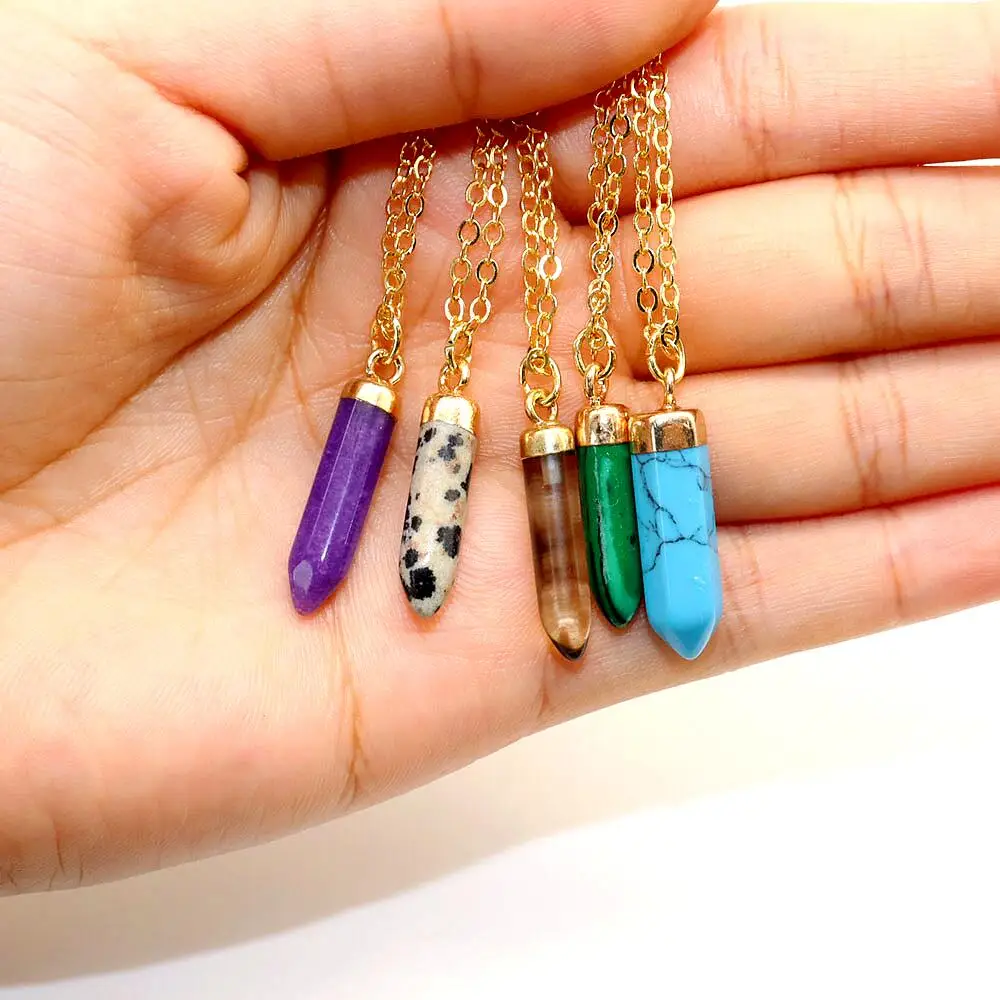 Trend Cylindrical Natural Stone Pendant Necklace for Couple Gift Fashion Quartz Crystal 7 Chakra Turquoise Sweater Gold Chain
Trend Cylindrical Natural Stone Pendant Necklace for Couple Gift Fashion Quartz Crystal 7 Chakra Turquoise Sweater Gold Chain