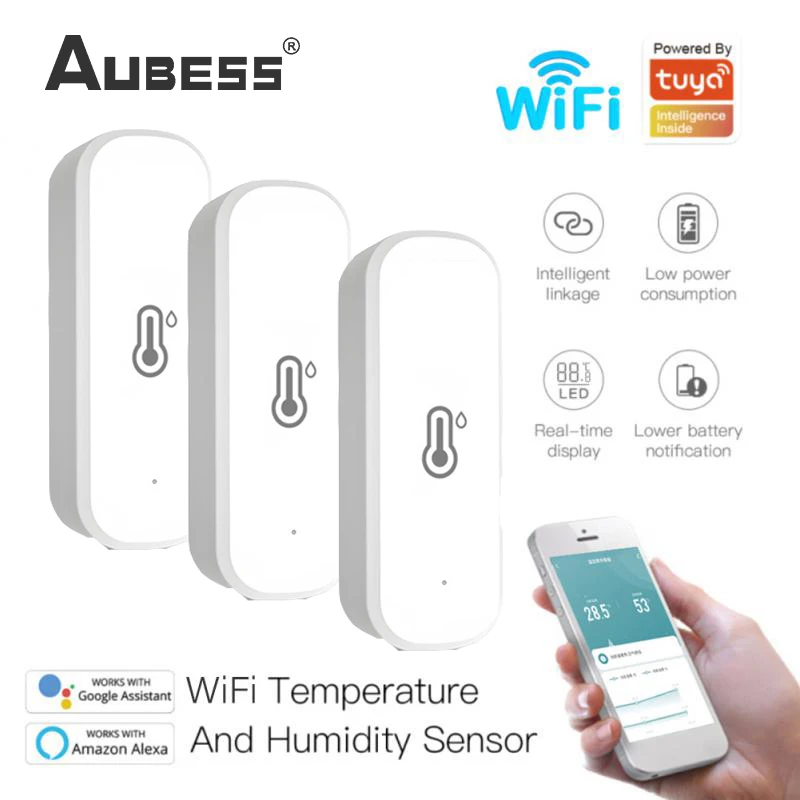 

Tuya Wifi Smart Temperature And Humidity Sensor APP Remote Control Monitor Smart Life Works With Amazon Alexa And Google Home