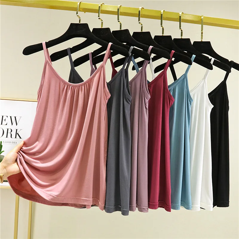 

2022 Summer Style Women Sexy V-Neck Camis Solid All Match Modal Tank Female Sleeveless Bottom Bigsize Casual Camisole Short Tops