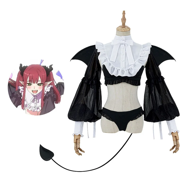 My Dress-up Darling Kitagawa Marin Cosplay Bikini Rizu Kyun Black Tops with Wing Devil Costumes Halloween Women Party Outfit
My Dress-up Darling Kitagawa Marin Cosplay Bikini Rizu Kyun Black Tops with Wing Devil Costumes Halloween Women Party Outfit