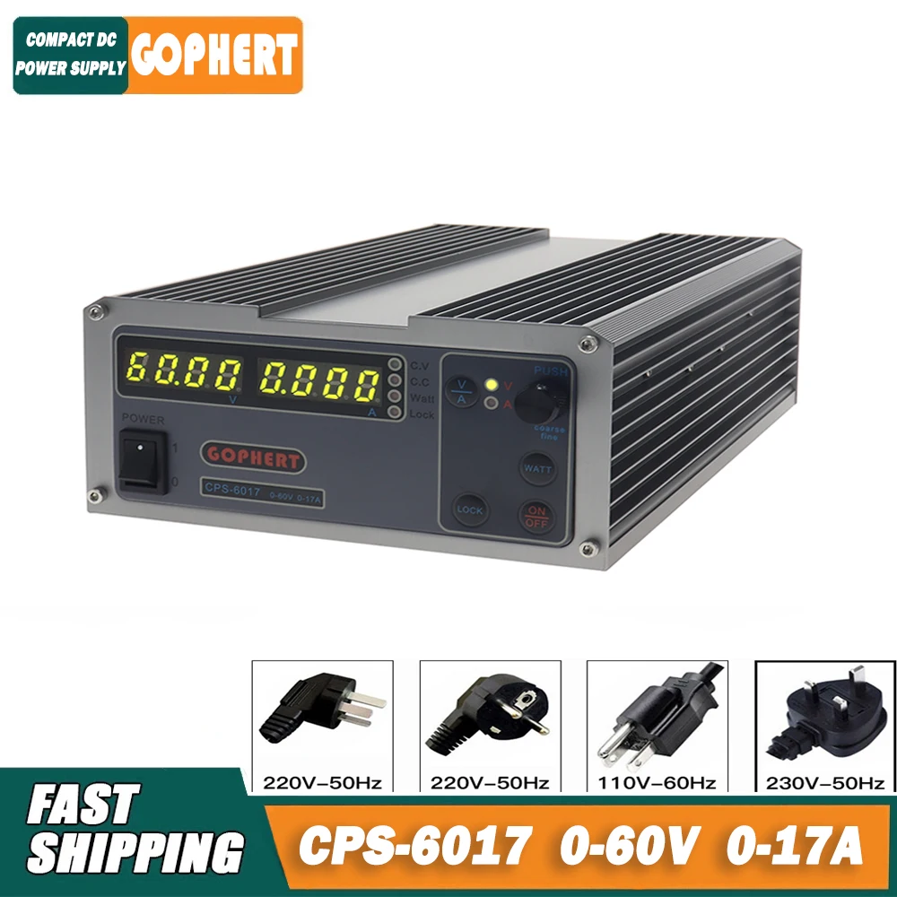 Gophert CPS 6017 Switching Power Supply Voltage Regulators 1000W 60V 17A 110V/220V Digital Adjustable Laboratory in Multimeter 
Gophert CPS 6017 Switching Power Supply Voltage Regulators 1000W 60V 17A 110V/220V Digital Adjustable Laboratory in Multimeter