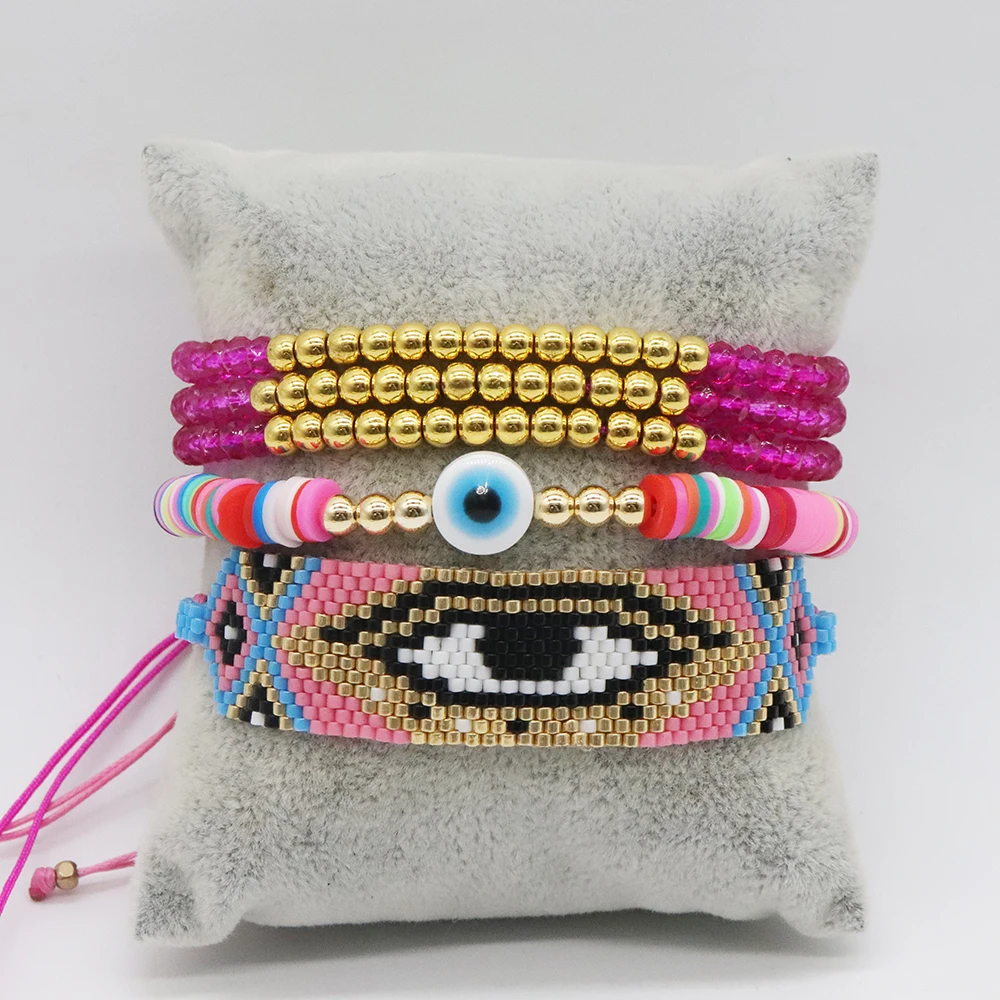 Pink Evil Eye Miyuki Bracelet Set 2022 New Handmade Soft Clay Adjustable Woven Bead Bracelet
Pink Evil Eye Miyuki Bracelet Set 2022 New Handmade Soft Clay Adjustable Woven Bead Bracelet