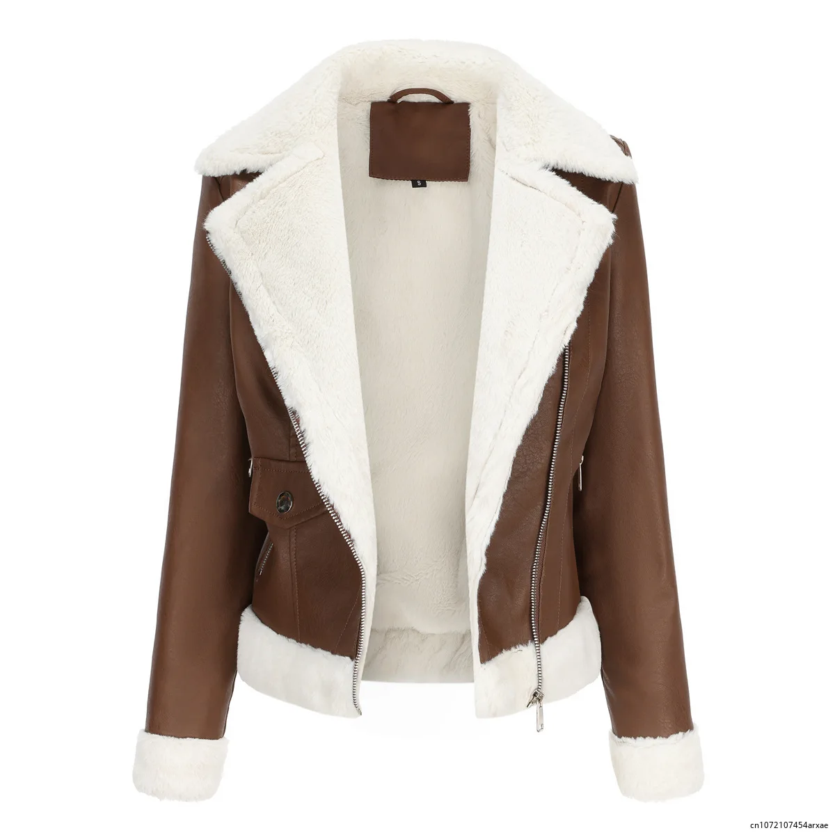 

Женская зимняя куртка Twotwinstyle, винтажная одежда из искусственного меха, плюшевая куртка-бомбер, верхняя одежда, Байкерская байкерская куртка на молнии, 2023