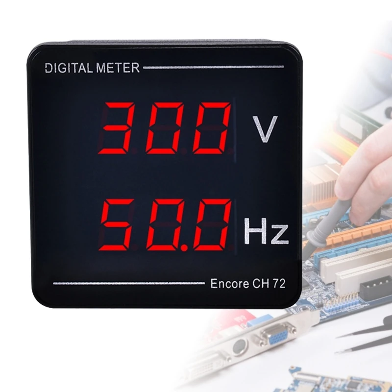 

Digital Voltage HZ-Meter Panel Voltmeter Frequency LED Display AC50-500V 10-99.9HZ Embedded Installation Compact-size KXRE