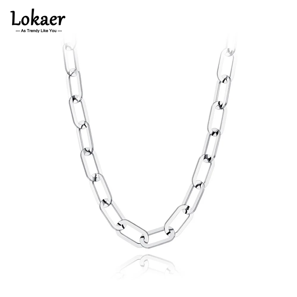 

Ожерелье Lokaer из белой позолоченной нержавеющей стали в стиле хип-хоп/рок, толстая цепь для женщин и мужчин, богемное вечерние чное ожерелье, ...