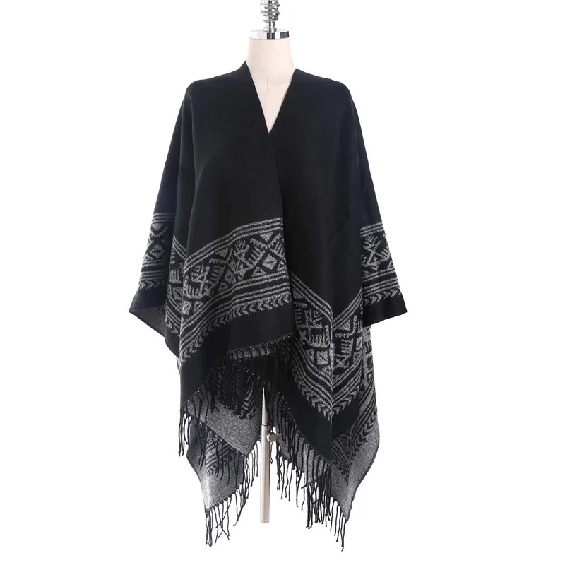 Geometric Poncho Capes with Hood Pashmina Cardigans Blanket Shawls with Tassels Outwear Casual Female Shawl
Geometric Poncho Capes with Hood Pashmina Cardigans Blanket Shawls with Tassels Outwear Casual Female Shawl