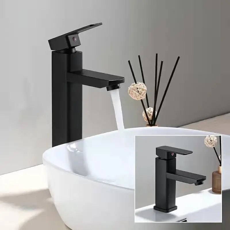 Stainless Steel Black Washbasin Faucet Hot and Cold European Style Paint Bathroom Square High Single Hole Basin Faucet
Stainless Steel Black Washbasin Faucet Hot and Cold European Style Paint Bathroom Square High Single Hole Basin Faucet