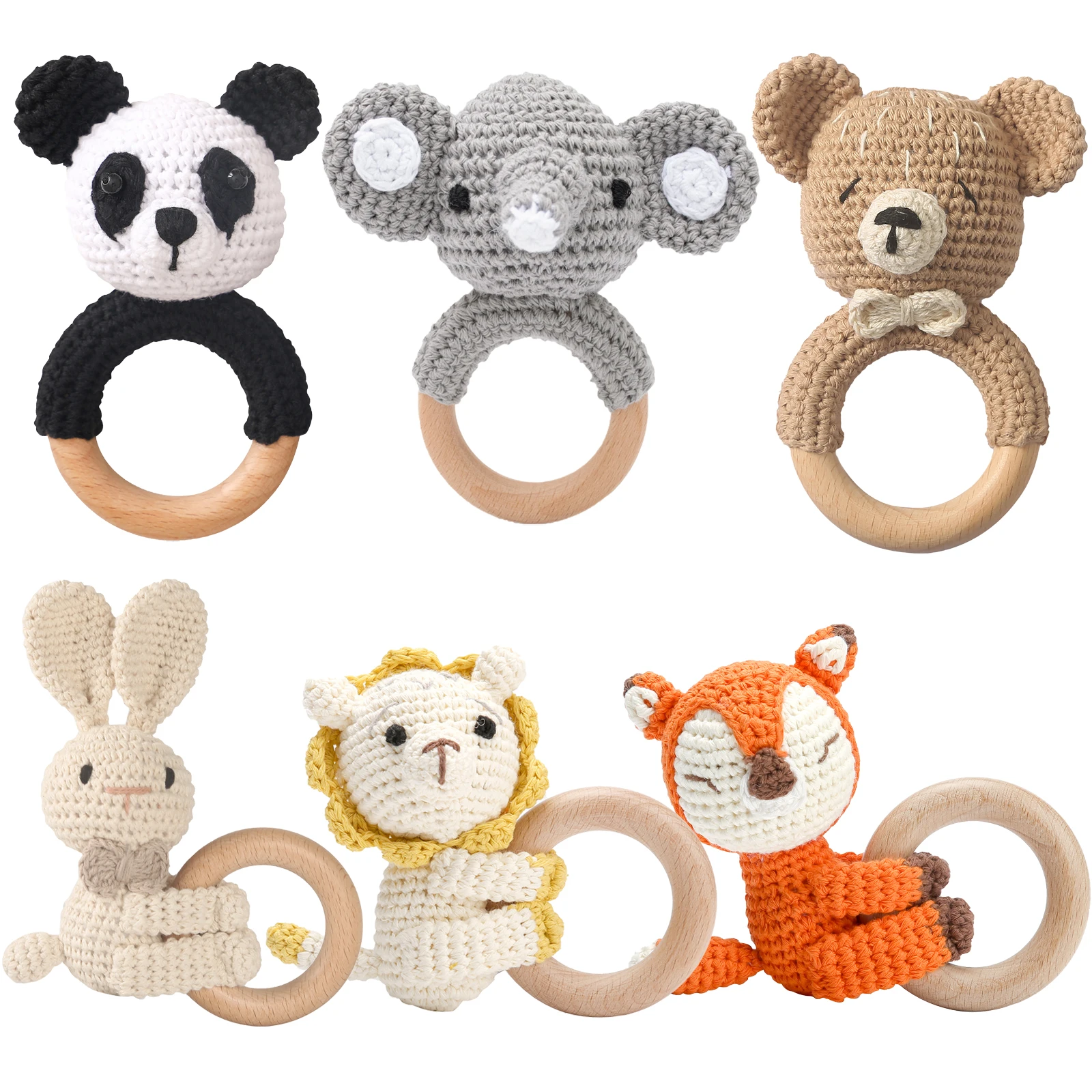 Baby Crochet Rattle for Kids Animal Bear Panda Crochet Rattle Elephant Giraffe Ring Wooden Babies Gym Montessori Children's Toys
Baby Crochet Rattle for Kids Animal Bear Panda Crochet Rattle Elephant Giraffe Ring Wooden Babies Gym Montessori Children's Toys