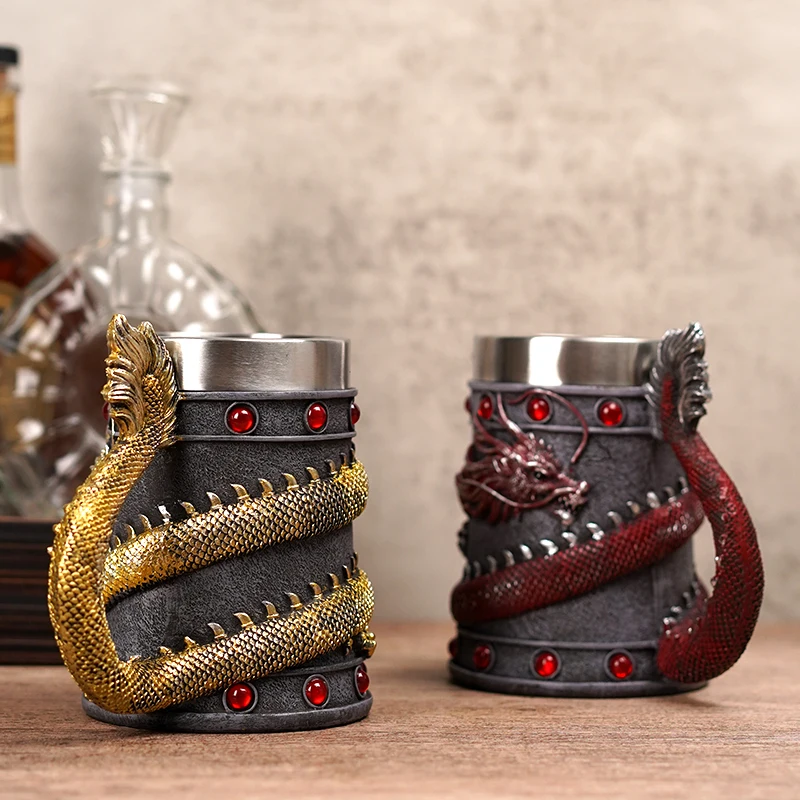 Retro Beer Mug Creative Asian Dragon Coil Goblet Wine Mugs Stainless Steel Viking Wine Cup Drinkware Coffee Cups Dirthday Gifts
Retro Beer Mug Creative Asian Dragon Coil Goblet Wine Mugs Stainless Steel Viking Wine Cup Drinkware Coffee Cups Dirthday Gifts