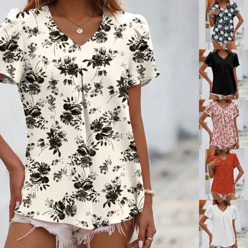 New style Summer V-neck Pattern Printed Shirts Puff Sleeves Sexy Tops for Formal Office
New style Summer V-neck Pattern Printed Shirts Puff Sleeves Sexy Tops for Formal Office