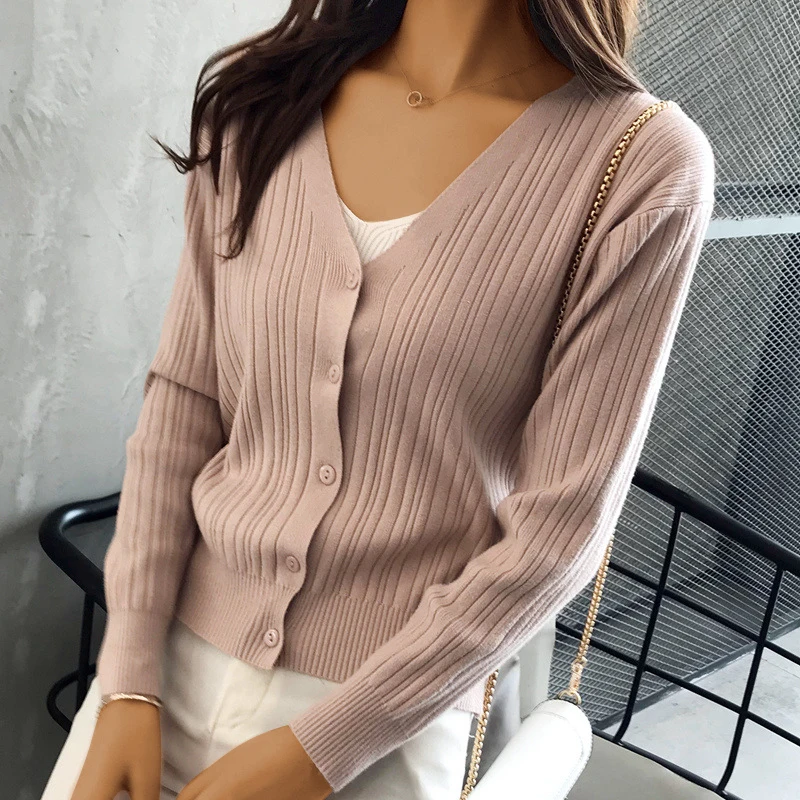 Women Sweater Pullovers Autumn V-neck Knitted Knitted Cardigan Fresh Breathable Solid Long Sleeved Single Breasted Short Jacket
Women Sweater Pullovers Autumn V-neck Knitted Knitted Cardigan Fresh Breathable Solid Long Sleeved Single Breasted Short Jacket
