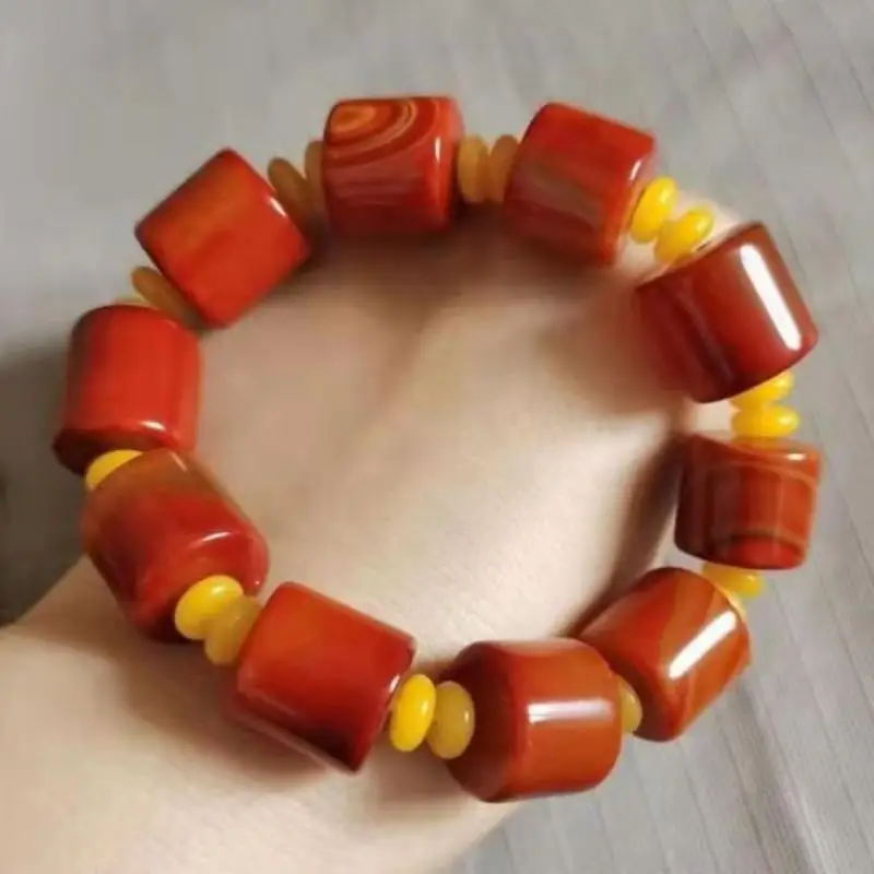Natural Red Agate Jade Bracelet Men Women Fashion Charms Jewellery Real Chinese Jades Stone Bucket Bead Elastic Beaded Bracelets
Natural Red Agate Jade Bracelet Men Women Fashion Charms Jewellery Real Chinese Jades Stone Bucket Bead Elastic Beaded Bracelets
