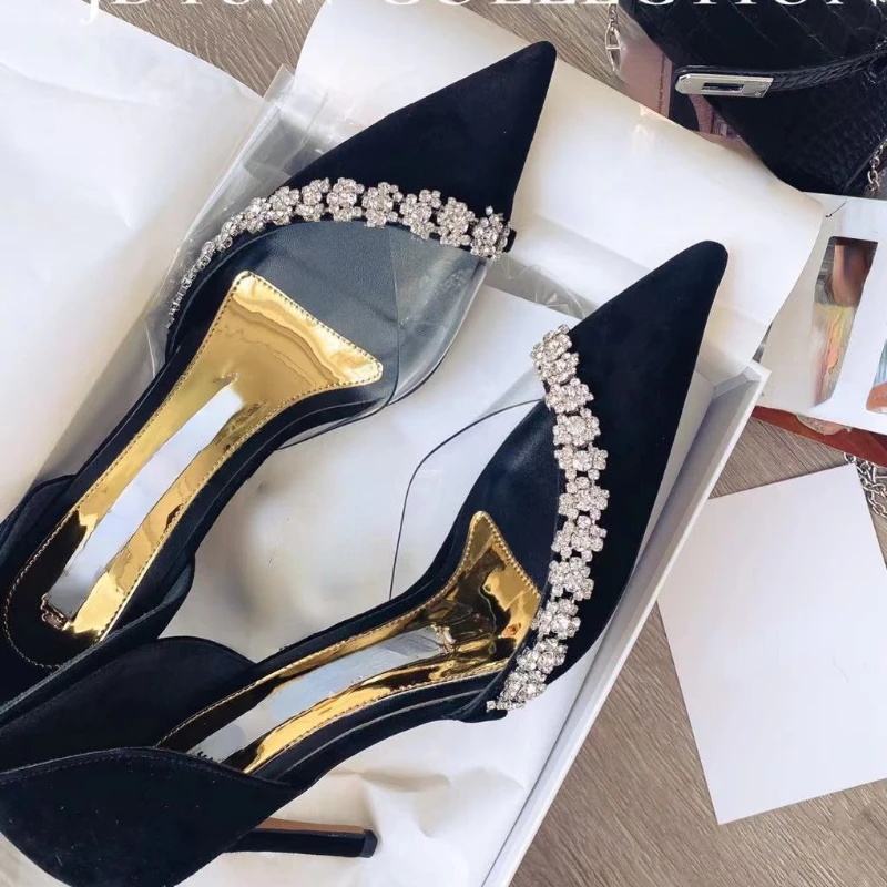 New 2021 Autumn European and American Fairy Rhinestone Pointed Toe Stiletto Transparent Low-Cut High Heels Pumps
New 2021 Autumn European and American Fairy Rhinestone Pointed Toe Stiletto Transparent Low-Cut High Heels Pumps