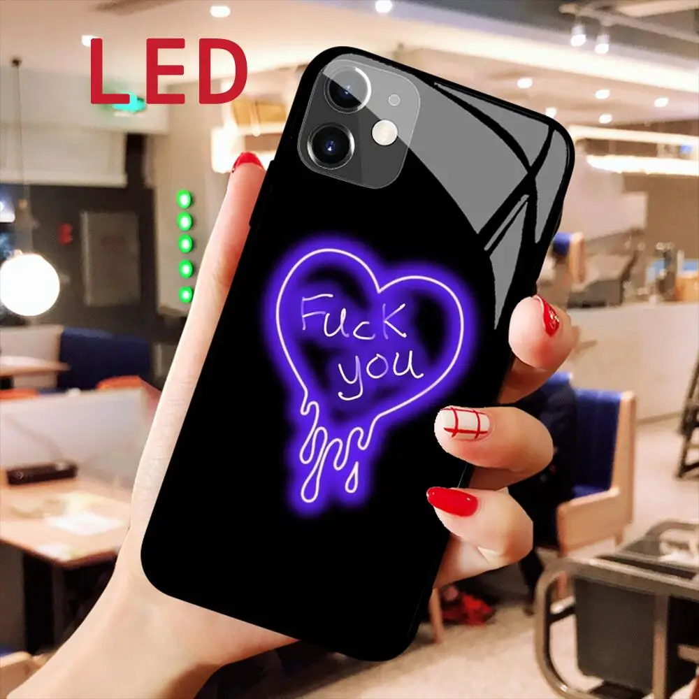 Dynamic Text Art Luminous Tempered Glass Phone Case for Apple Iphone 14 13 12 11 Pro Max XS XR Light Flash LED Backlight Cover 
Dynamic Text Art Luminous Tempered Glass Phone Case for Apple Iphone 14 13 12 11 Pro Max XS XR Light Flash LED Backlight Cover