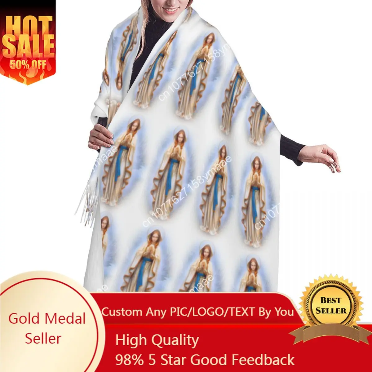 Custom Saudi Arabia Luxury Our Lady Of Perpetual Tassel Scarf Women Winter Warm Shawl Wrap Female Versatile Female Scarves
Custom Saudi Arabia Luxury Our Lady Of Perpetual Tassel Scarf Women Winter Warm Shawl Wrap Female Versatile Female Scarves