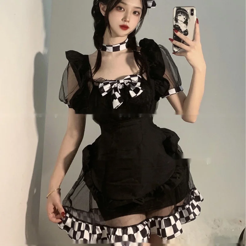 Maid Anime Outfit Mesh Plaid Cute Lace Bow Black And White Sexy Perspective Bow Tie Lattice Maid Uniform Temptation Suit B5JM
Maid Anime Outfit Mesh Plaid Cute Lace Bow Black And White Sexy Perspective Bow Tie Lattice Maid Uniform Temptation Suit B5JM
