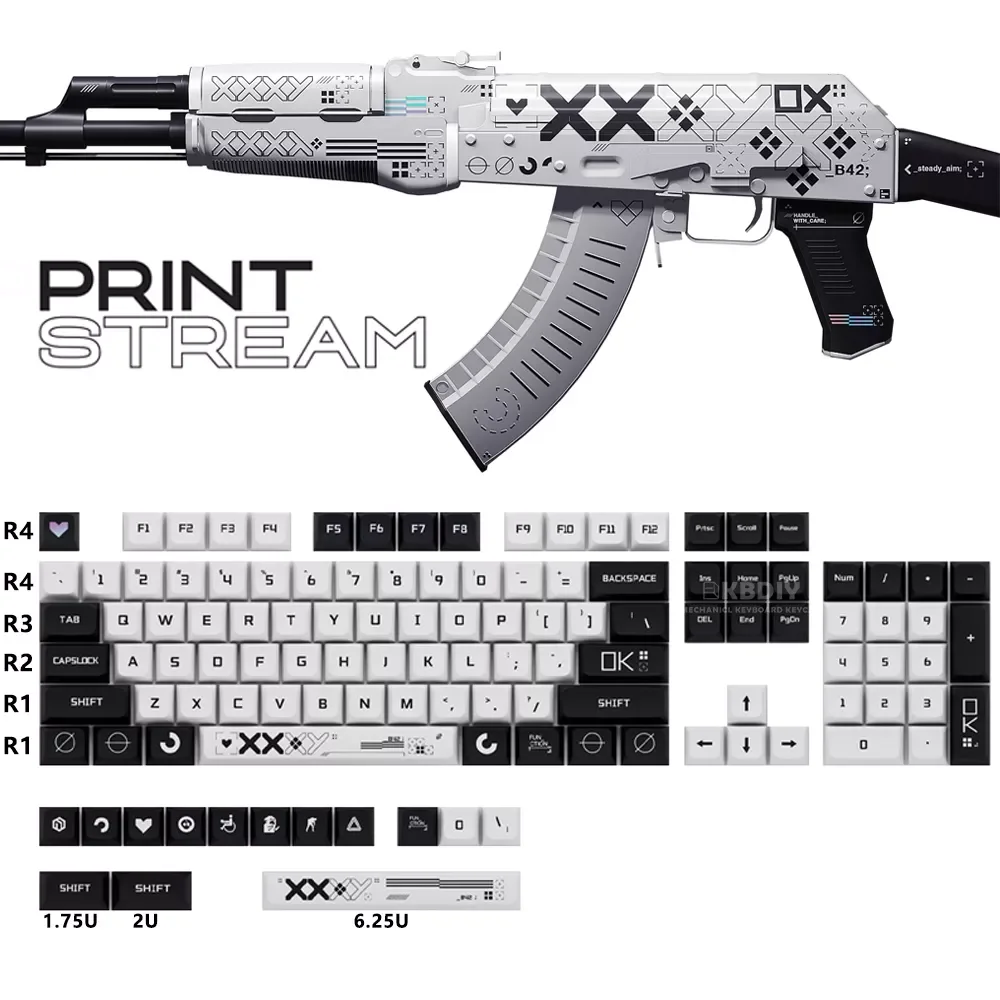 NEW 118 Keys/Set Print Stream PBT XDA Profile MX Switch DYE-SUB cs go for DIY Mechanical Gaming Keyboard Custom
NEW 118 Keys/Set Print Stream PBT XDA Profile MX Switch DYE-SUB cs go for DIY Mechanical Gaming Keyboard Custom