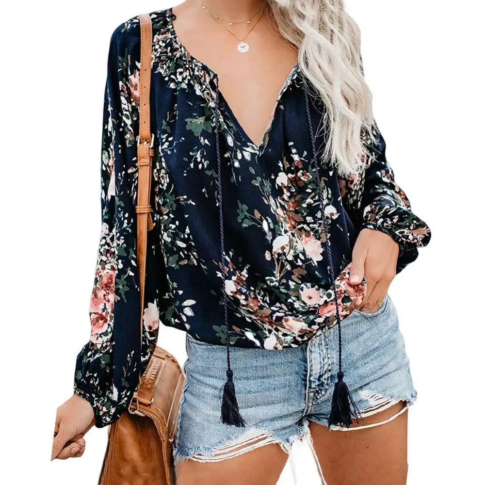 Boho Floral Print Tassel Women Top Drawstring V Neck Long Sleeve Loose Blouse Top for Daily Life
Boho Floral Print Tassel Women Top Drawstring V Neck Long Sleeve Loose Blouse Top for Daily Life