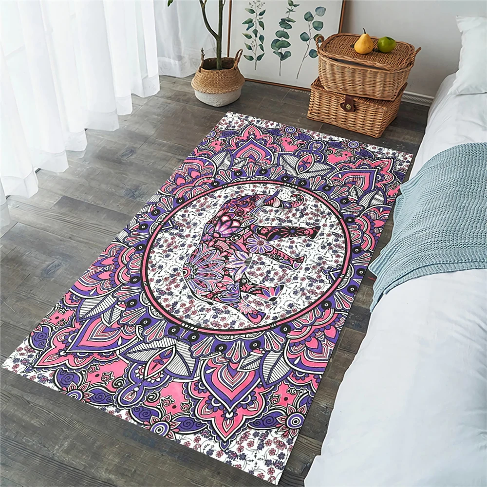 

CLOOCL Fashion Floral Doormats Retro Mandala Elephant 3D Area Rug Flannel Carpets for Living Room Bedroom Indoor Hallway Mat