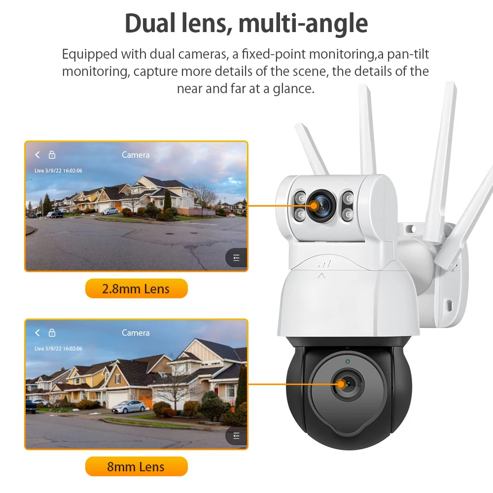 Ip Camera CCTV Outdoor Dual Lens Videcam Mini Camera Video Surveillance Cameras with Wifi Smart Home Security Protection
Ip Camera CCTV Outdoor Dual Lens Videcam Mini Camera Video Surveillance Cameras with Wifi Smart Home Security Protection
