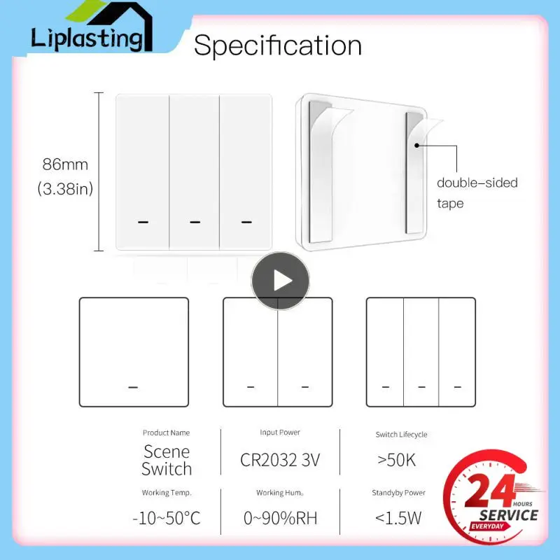 1~8PCS Scene Switch Battery Powered 1-3 Gang Wireless Switch Push Button Controller Switch Tuya Zigbee Automation Scenario
1~8PCS Scene Switch Battery Powered 1-3 Gang Wireless Switch Push Button Controller Switch Tuya Zigbee Automation Scenario
