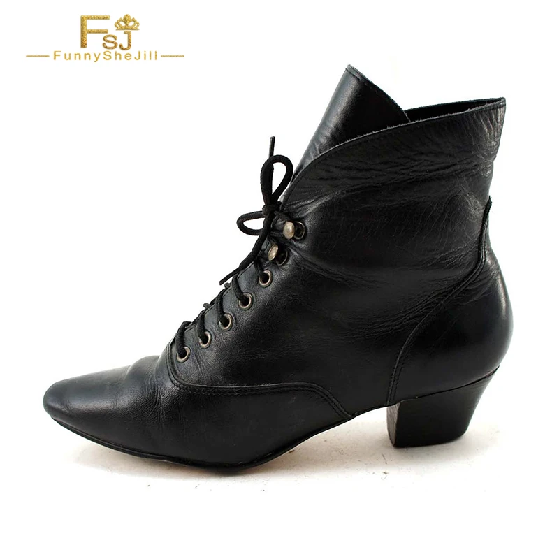 Halloween Witch Black Vintage Boot Block Heel Lace-Up Ankle Boots Women'S Large Size 15 16
Halloween Witch Black Vintage Boot Block Heel Lace-Up Ankle Boots Women'S Large Size 15 16