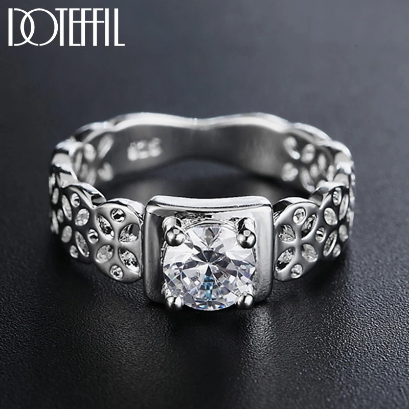 DOTEFFIL 925 Sterling Silver AAA Zircon Hollow Patter Ring For Women Fashion Wedding Engagement Party Gift Charm Jewelry
DOTEFFIL 925 Sterling Silver AAA Zircon Hollow Patter Ring For Women Fashion Wedding Engagement Party Gift Charm Jewelry