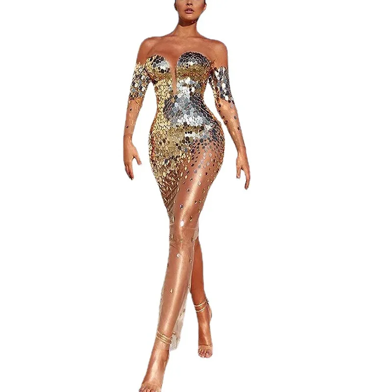 2022 Summer New European And American Women's Dresses Sequins One-shoulder Sexy Mesh See-through Long Evening Dresses
2022 Summer New European And American Women's Dresses Sequins One-shoulder Sexy Mesh See-through Long Evening Dresses