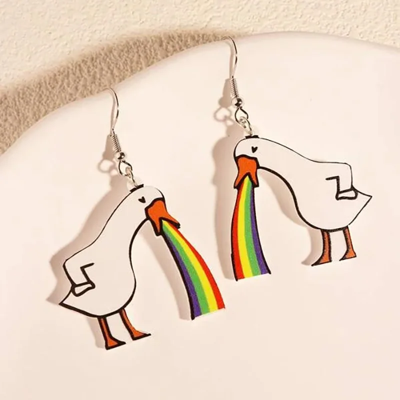 Cute Acrylic Rainbow Duck Earrings For Women Lovely Animal Dangle Drop Earrings Gothic Funny Jewelry Gift Brincos
Cute Acrylic Rainbow Duck Earrings For Women Lovely Animal Dangle Drop Earrings Gothic Funny Jewelry Gift Brincos