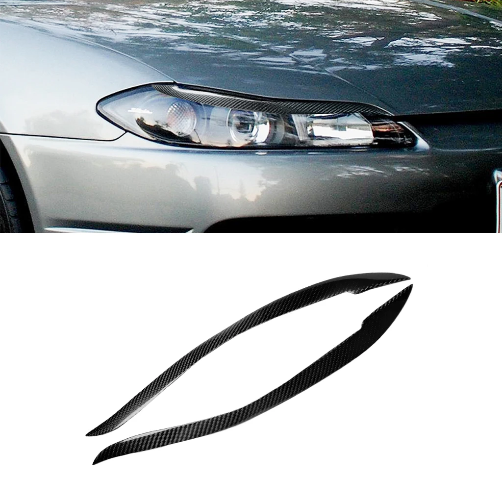 

1pair Real Carbon Fiber Car Headlights Eyebrow Eyelids Trim Cover For Nissan 200SX S15 1999 2000 2001 2002 Car Accessories