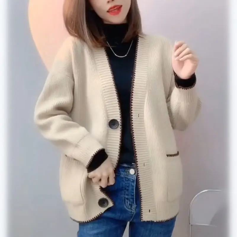 Женский вязаный кардиган с длинным рукавом, повседневный однотонный кардиган свободного покроя, модель D93 на весну и осень, 2022
Женский вязаный кардиган с длинным рукавом, повседневный однотонный кардиган свободного покроя, модель D93 на весну и осень, 2022