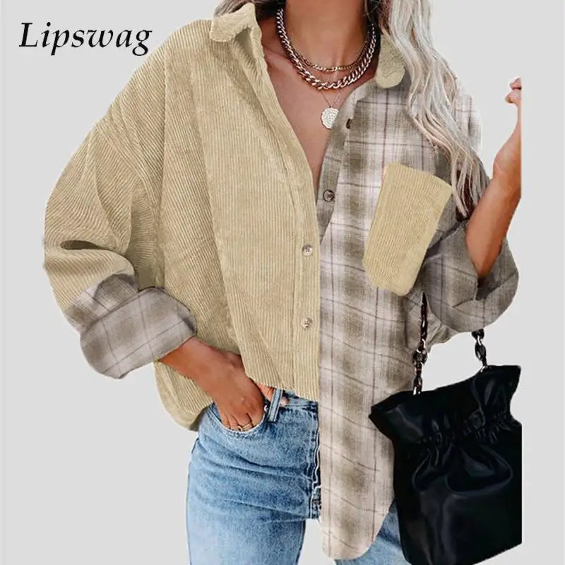 Female Long Sleeve Button Splicing Cardigan Shirts Autumn Winter Casual Loose Plaid Shirts Vintage Women Lapel Long Tops Blouses
Female Long Sleeve Button Splicing Cardigan Shirts Autumn Winter Casual Loose Plaid Shirts Vintage Women Lapel Long Tops Blouses
