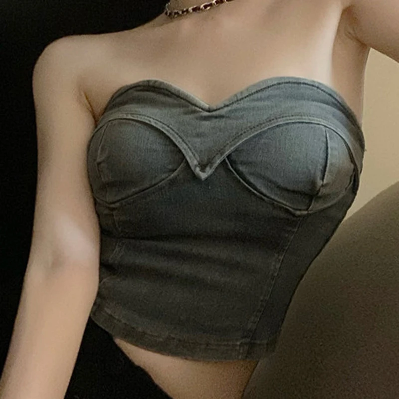 Vintage Spicy Girl Denim Bra Top women clothing crop top cute tops white crop top tops Slight Strech
Vintage Spicy Girl Denim Bra Top women clothing crop top cute tops white crop top tops Slight Strech