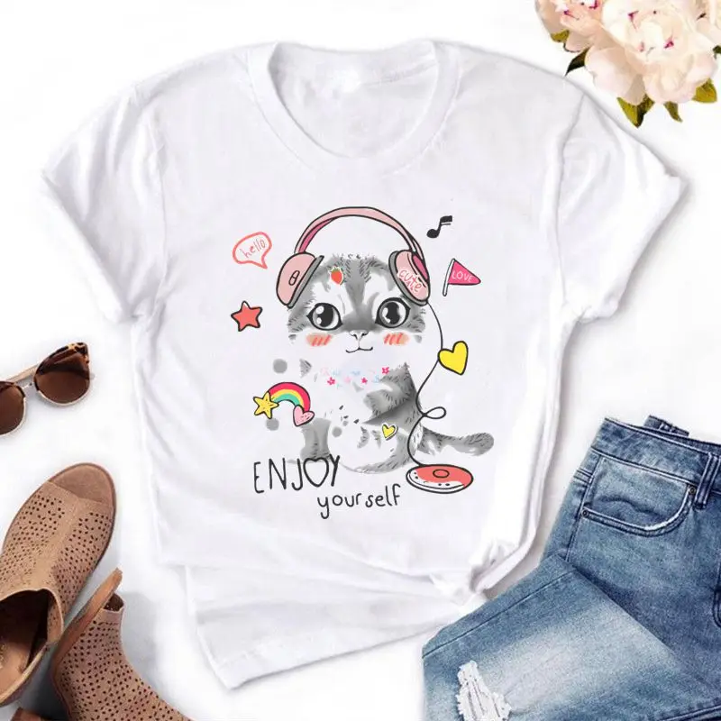 Cute kitty Print Women t shirts 5 colors Can Choose Short Sleeve O-Neck t-shirt Summer Casual Ladies TShirt Tops
Cute kitty Print Women t shirts 5 colors Can Choose Short Sleeve O-Neck t-shirt Summer Casual Ladies TShirt Tops