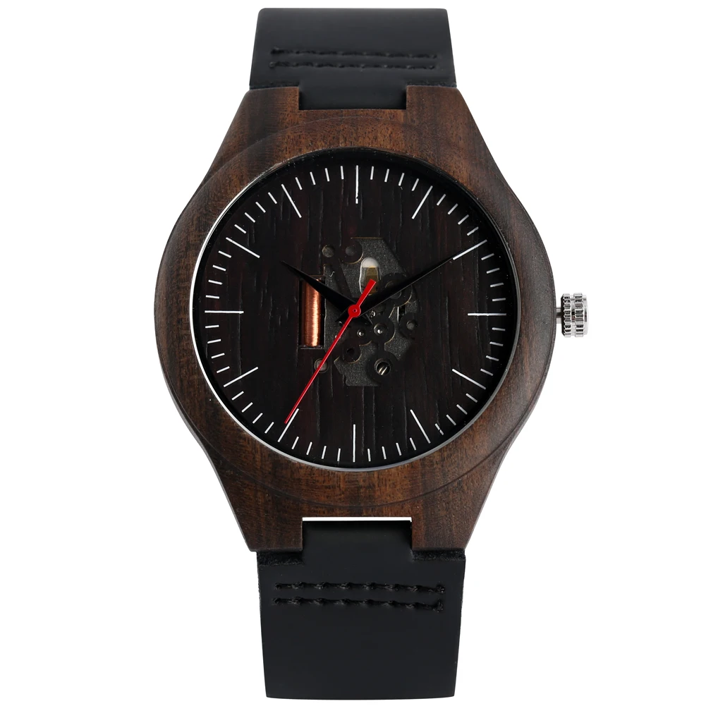 Black Ebony Skeleton Dial Quartz Wood Watch Men Women Genuine Leather Watchband Male Wristwatch Casual Fashion Men's Watches
Black Ebony Skeleton Dial Quartz Wood Watch Men Women Genuine Leather Watchband Male Wristwatch Casual Fashion Men's Watches