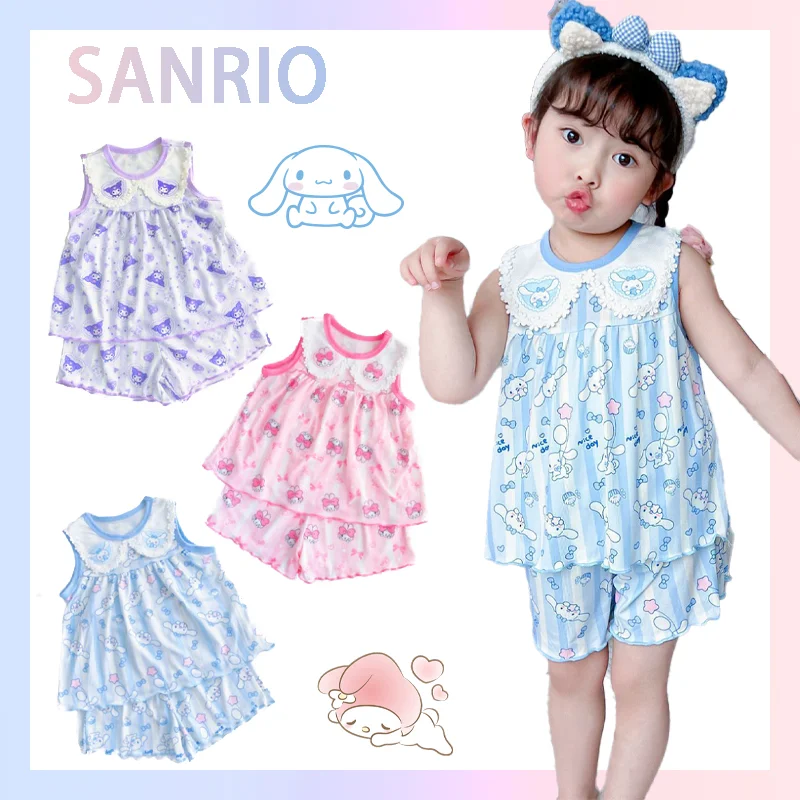 Kawaii Sanrio Cinnamoroll Children Pajama Sets Cute Kuromi My Melody Cartoon Kids Sleepwaers Summer Ice Silk Baby Underwear
Kawaii Sanrio Cinnamoroll Children Pajama Sets Cute Kuromi My Melody Cartoon Kids Sleepwaers Summer Ice Silk Baby Underwear