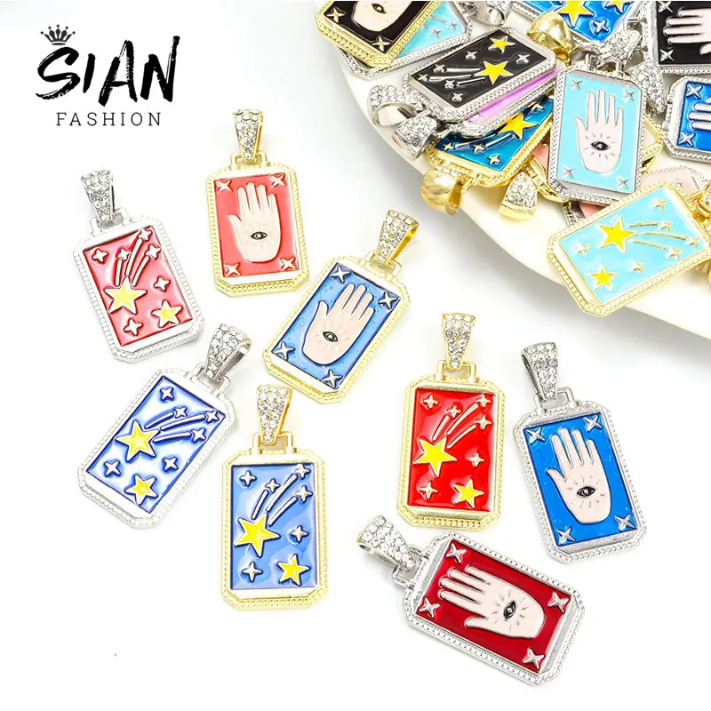 Creative Tarot Star Fatima Hamsa Hand Evil Eye Enamel Charms Drop Oil Card Alloy Pendant Charms DIY Necklace Making Jewelry Gift
Creative Tarot Star Fatima Hamsa Hand Evil Eye Enamel Charms Drop Oil Card Alloy Pendant Charms DIY Necklace Making Jewelry Gift