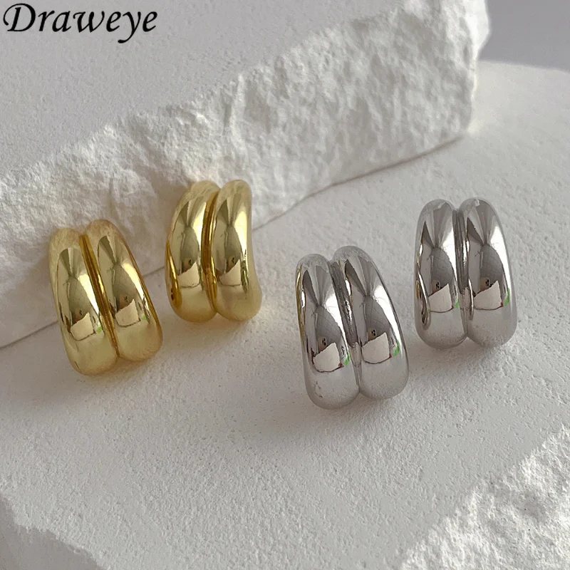 Draweye Office Lady Stud Earrings Gold Silver Color Simple Jewelry Luxury Fashion Geometric All Match Vintage Earring for Women
Draweye Office Lady Stud Earrings Gold Silver Color Simple Jewelry Luxury Fashion Geometric All Match Vintage Earring for Women